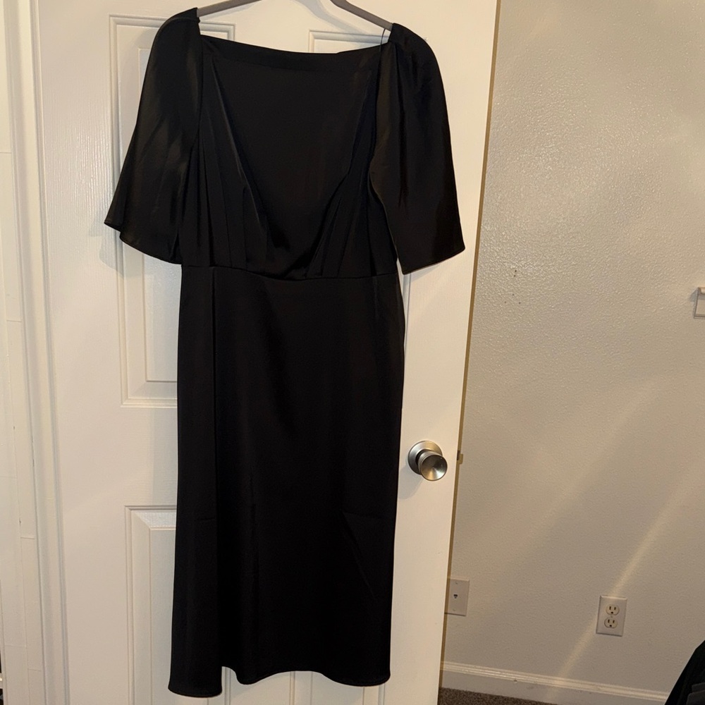 Banana Republic Black Satin Midi Dress
